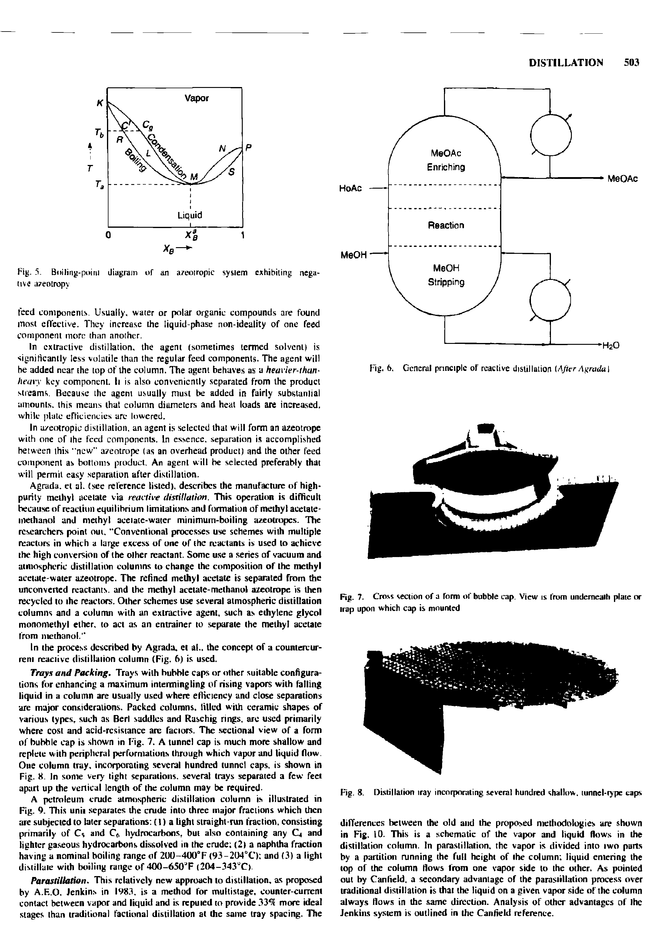 Fig. 5. Boiling-point diagram of an azeotropic system exhibiting negative azeotropy...
