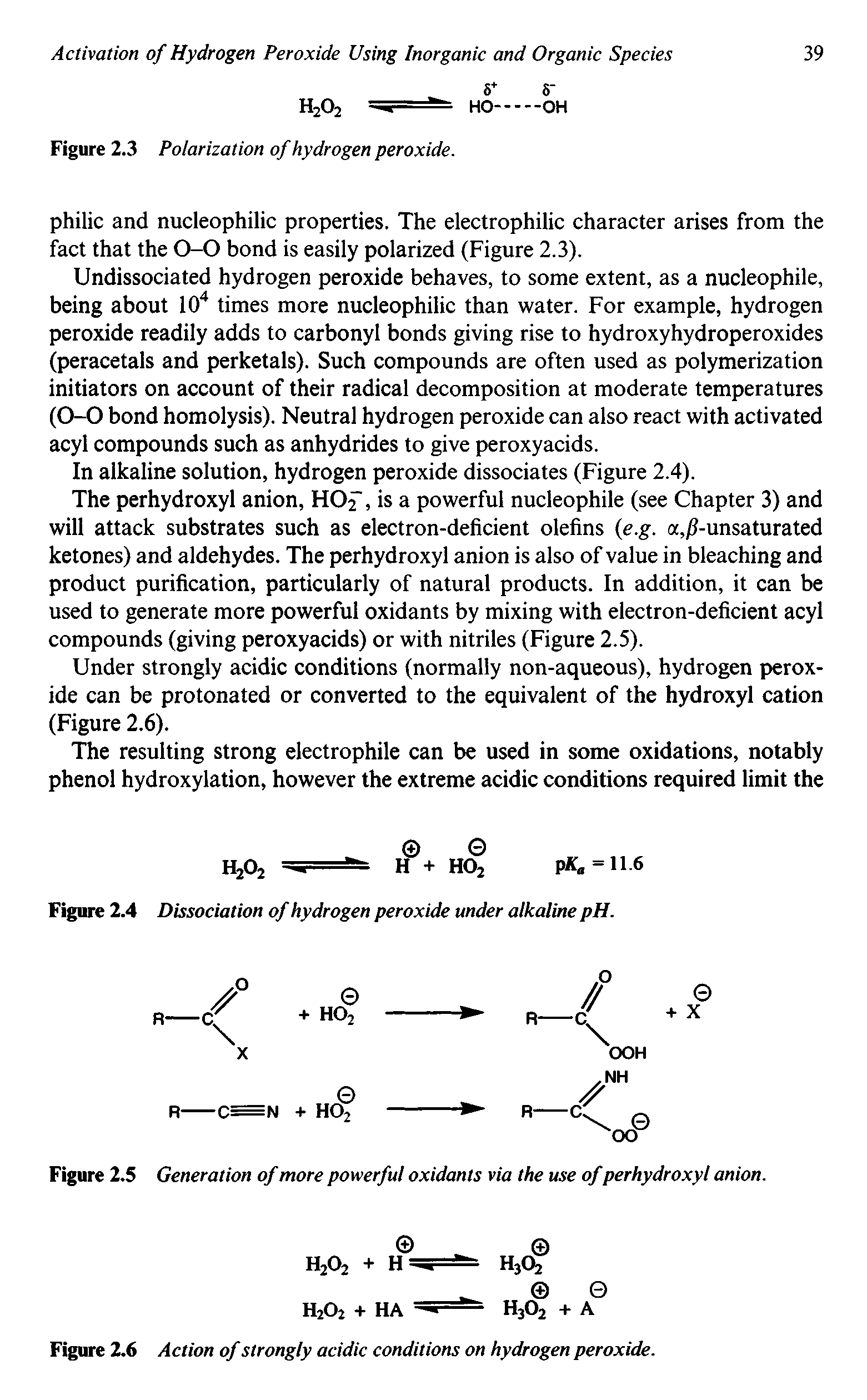 Figure 2.4 Dissociation of hydrogen peroxide under alkaline pH.
