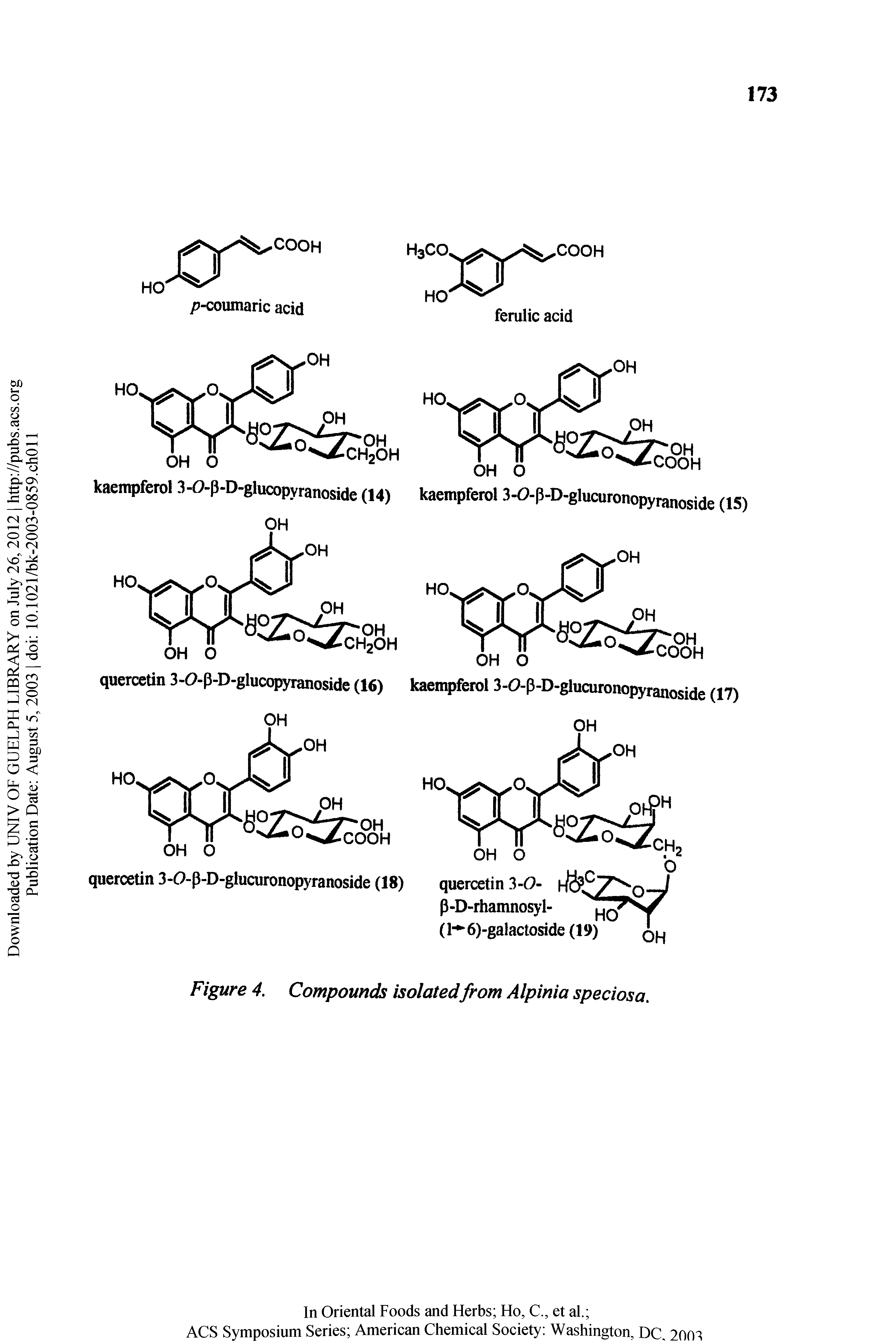 Figure 4. Compounds isolated from Alpinia speciosa.