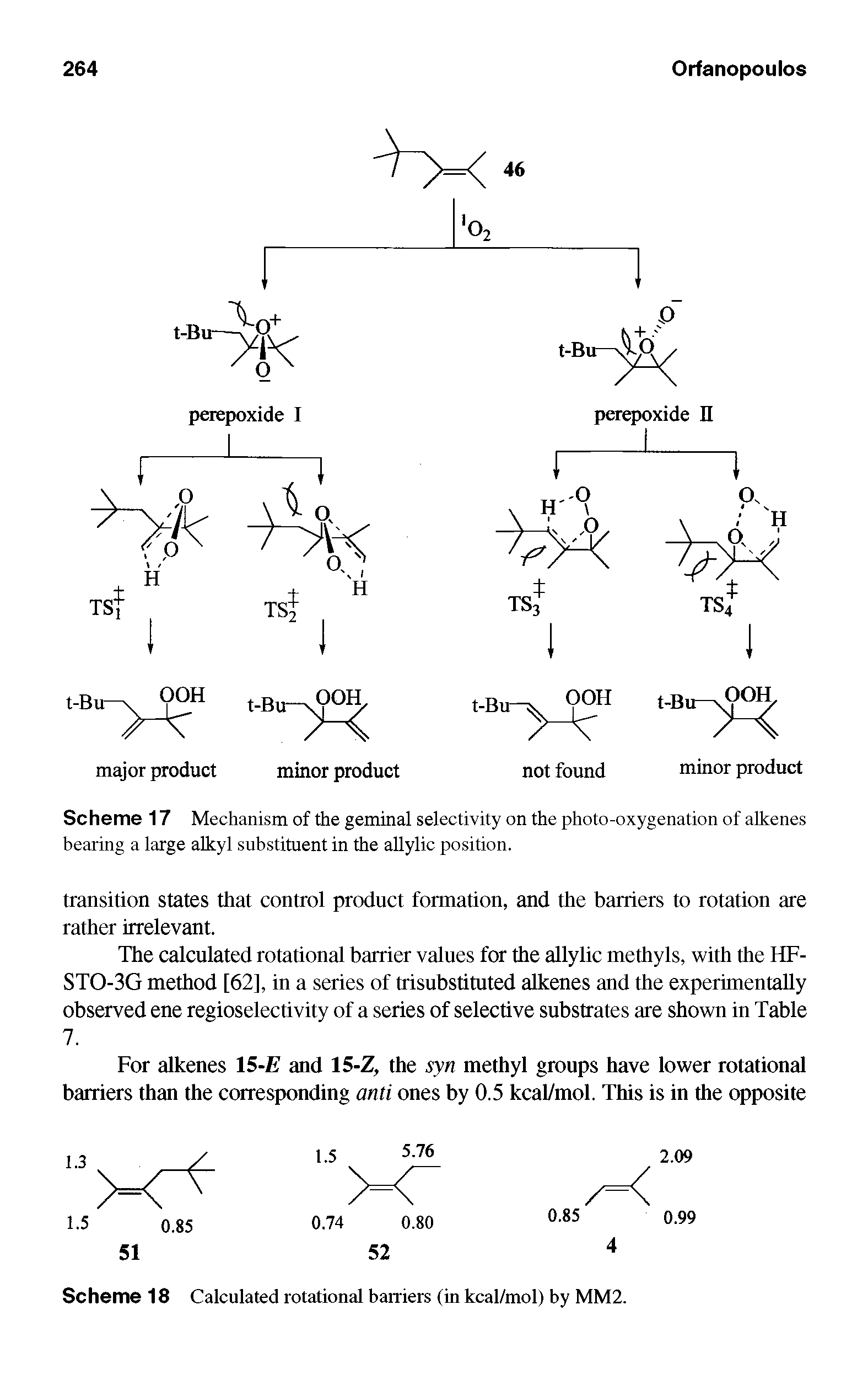 Scheme 17 Mechanism of the geminal selectivity on the photo-oxygenation of alkenes bearing a large alkyl substituent in the allylic position.
