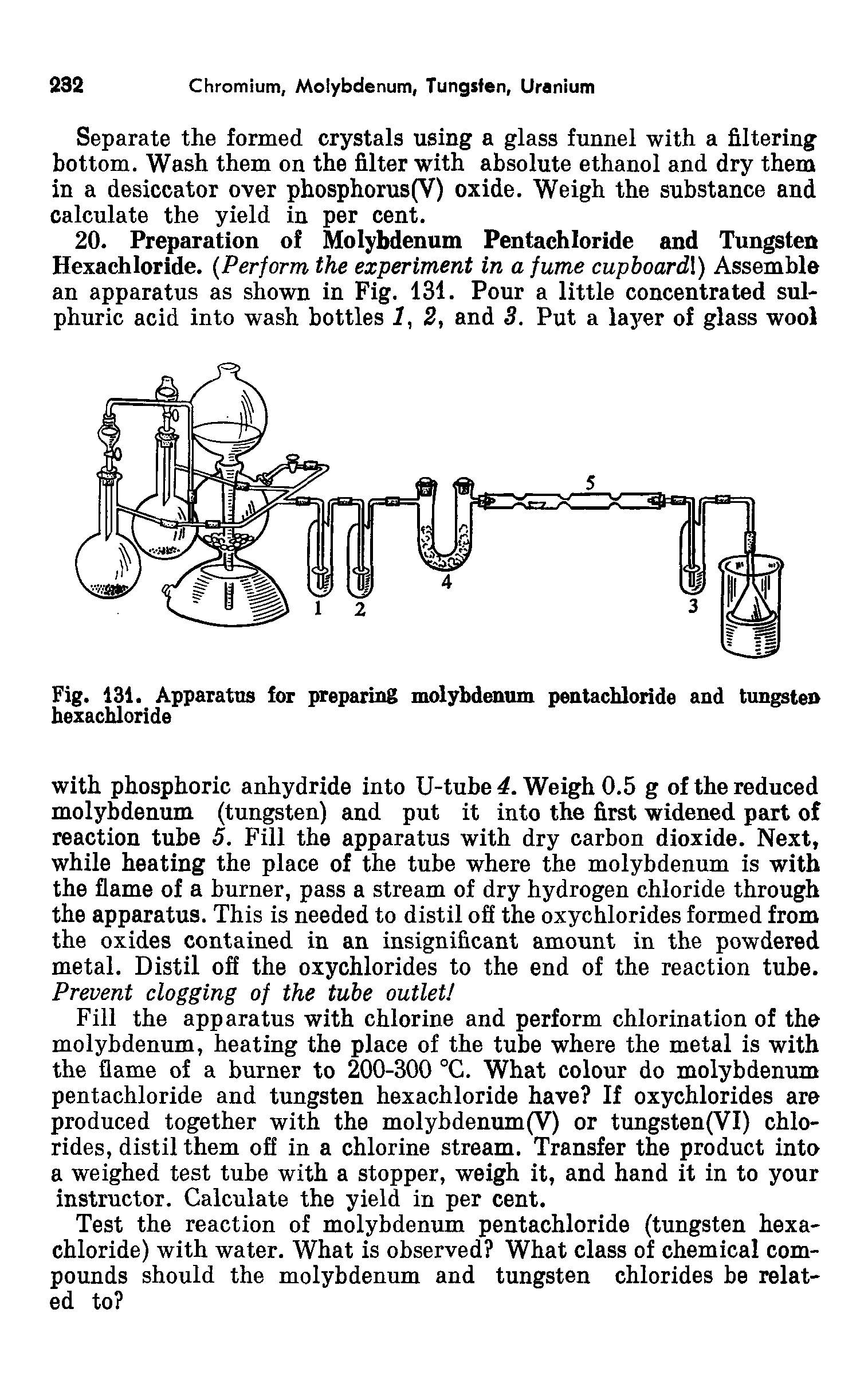 Fig. 131. Apparatus for preparing molybdenum pentachloride and tungsten hexachloride...