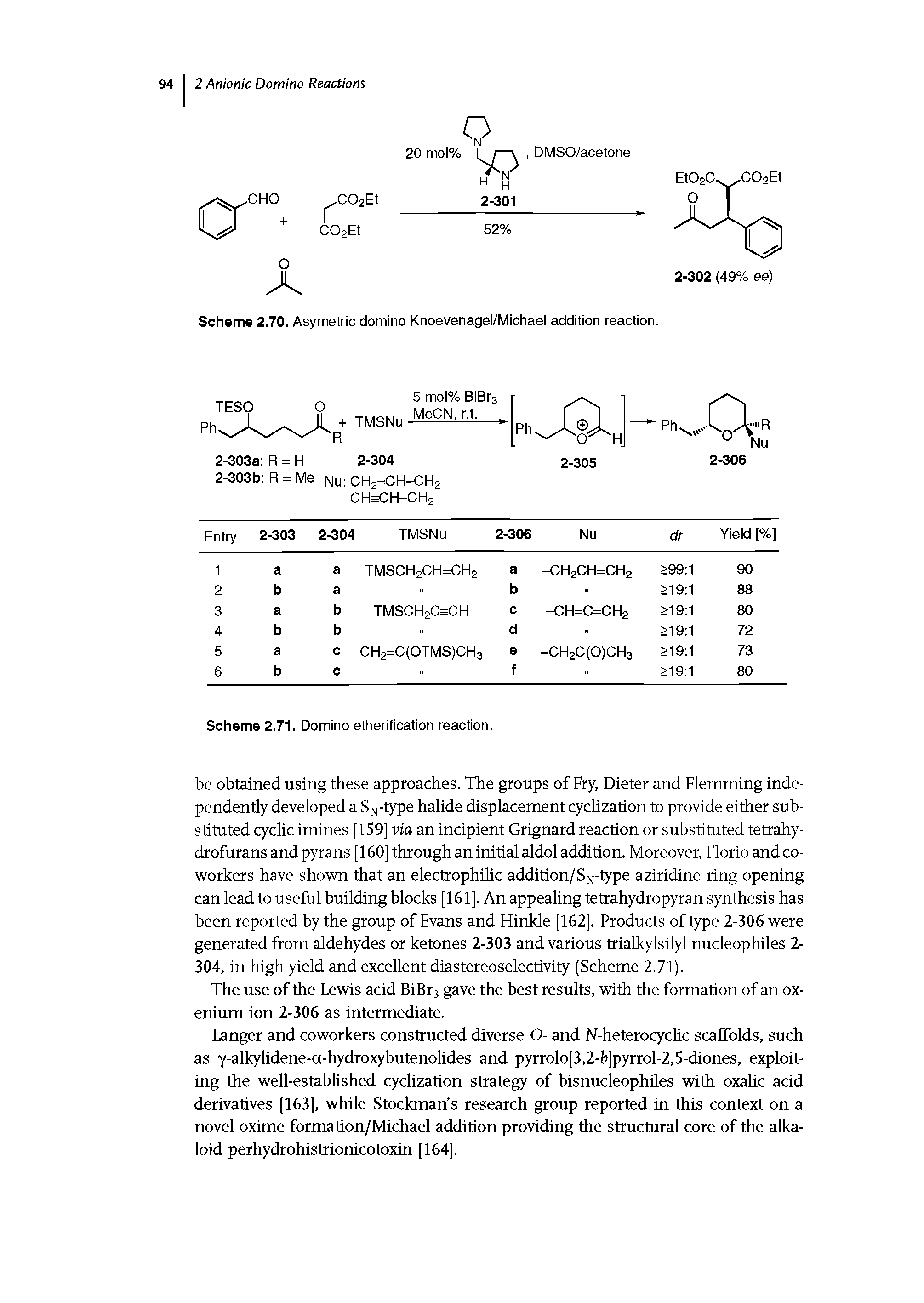 Scheme 2.70. Asymetric domino Knoevenagel/Michael addition reaction.