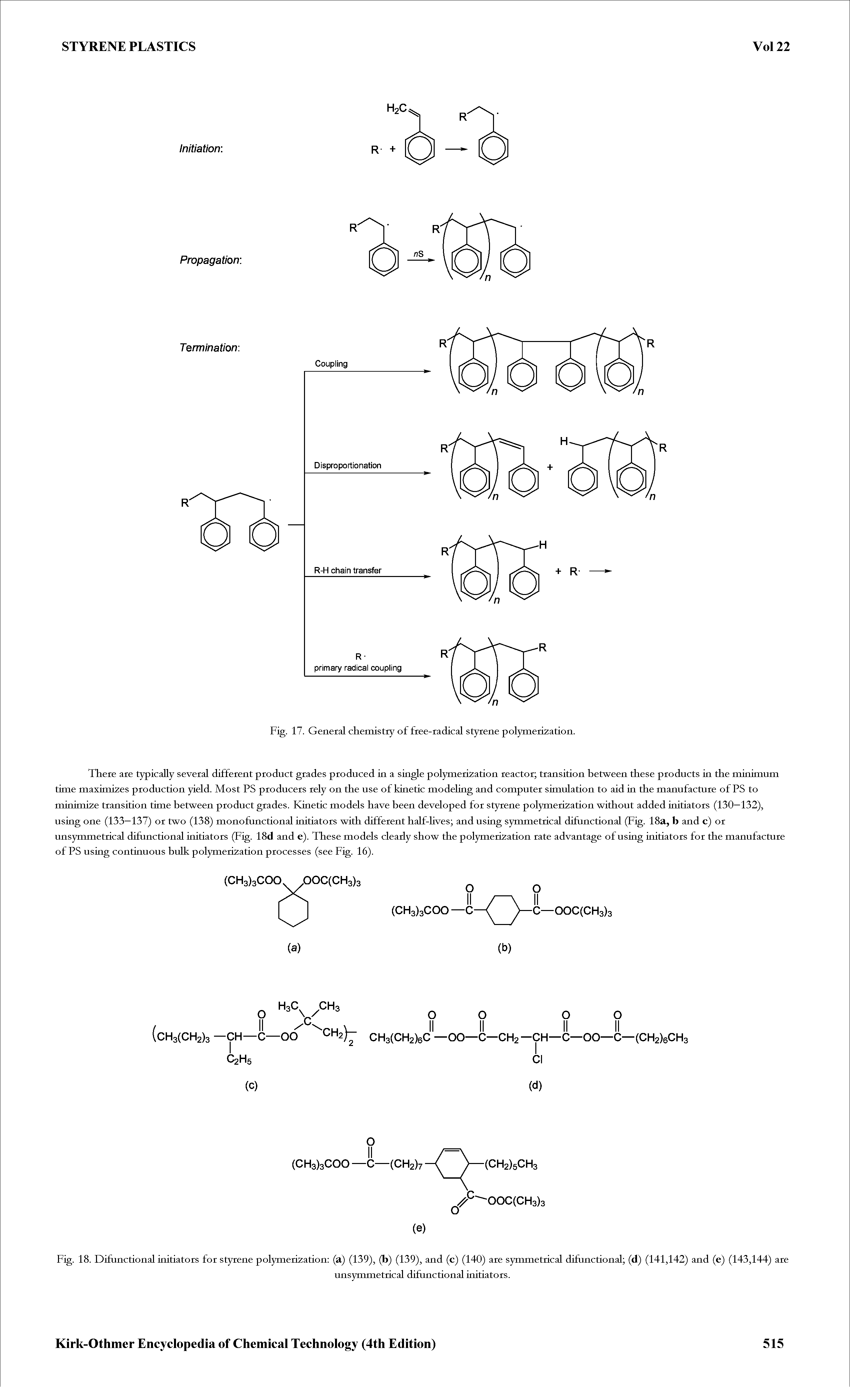 Fig. 17. General chemistry of free-radical styrene polymerization.