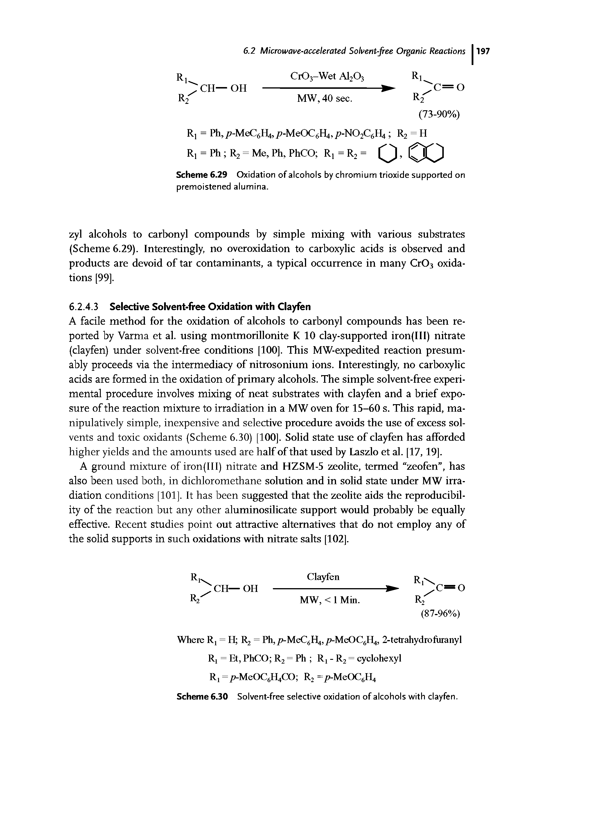 Scheme 6.30 Solvent-free selective oxidation of alcohols with clayfen.