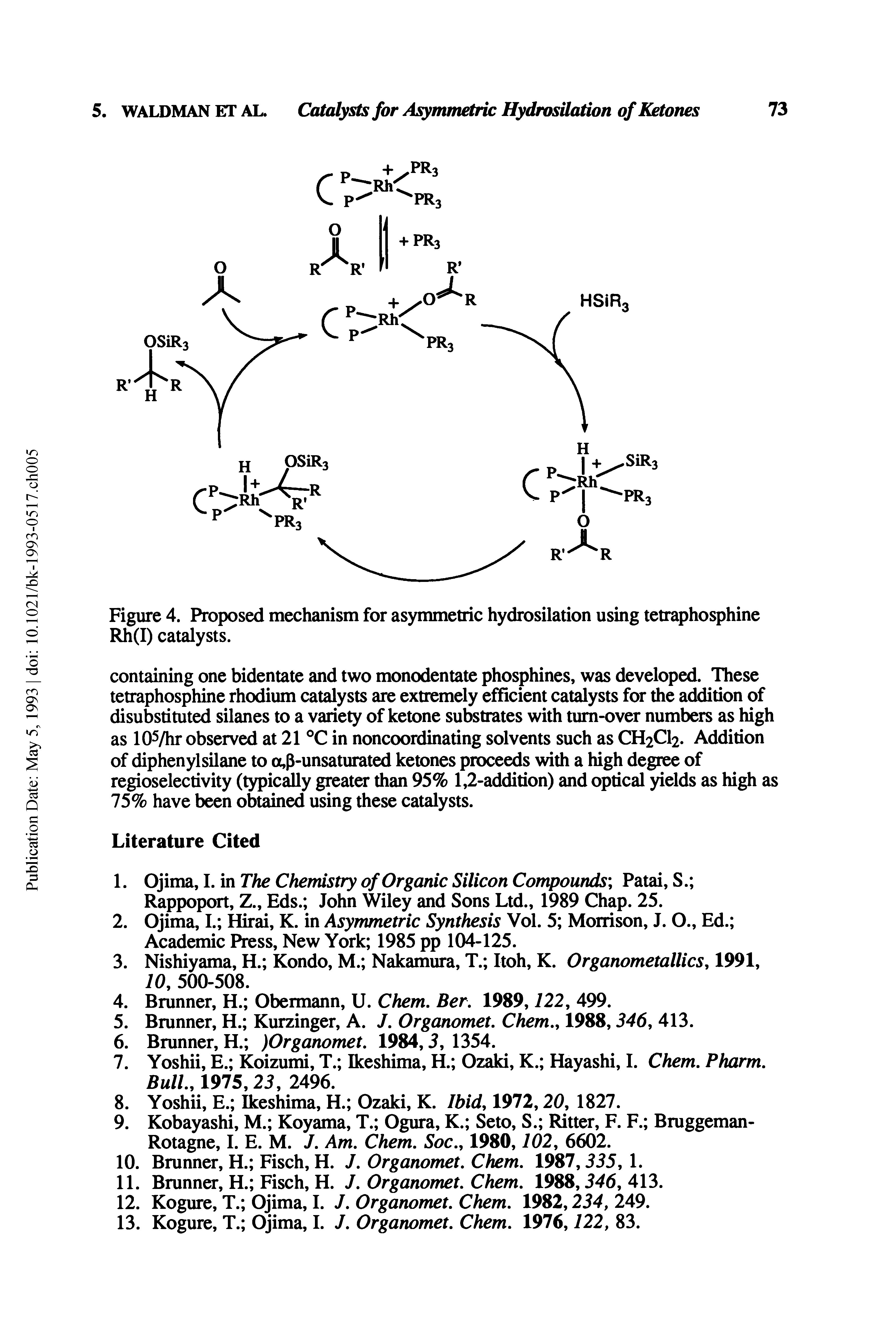 Figure 4. Proposed mechanism for asymmetric hydrosilation using tetraphosphine Rh(I) catalysts.