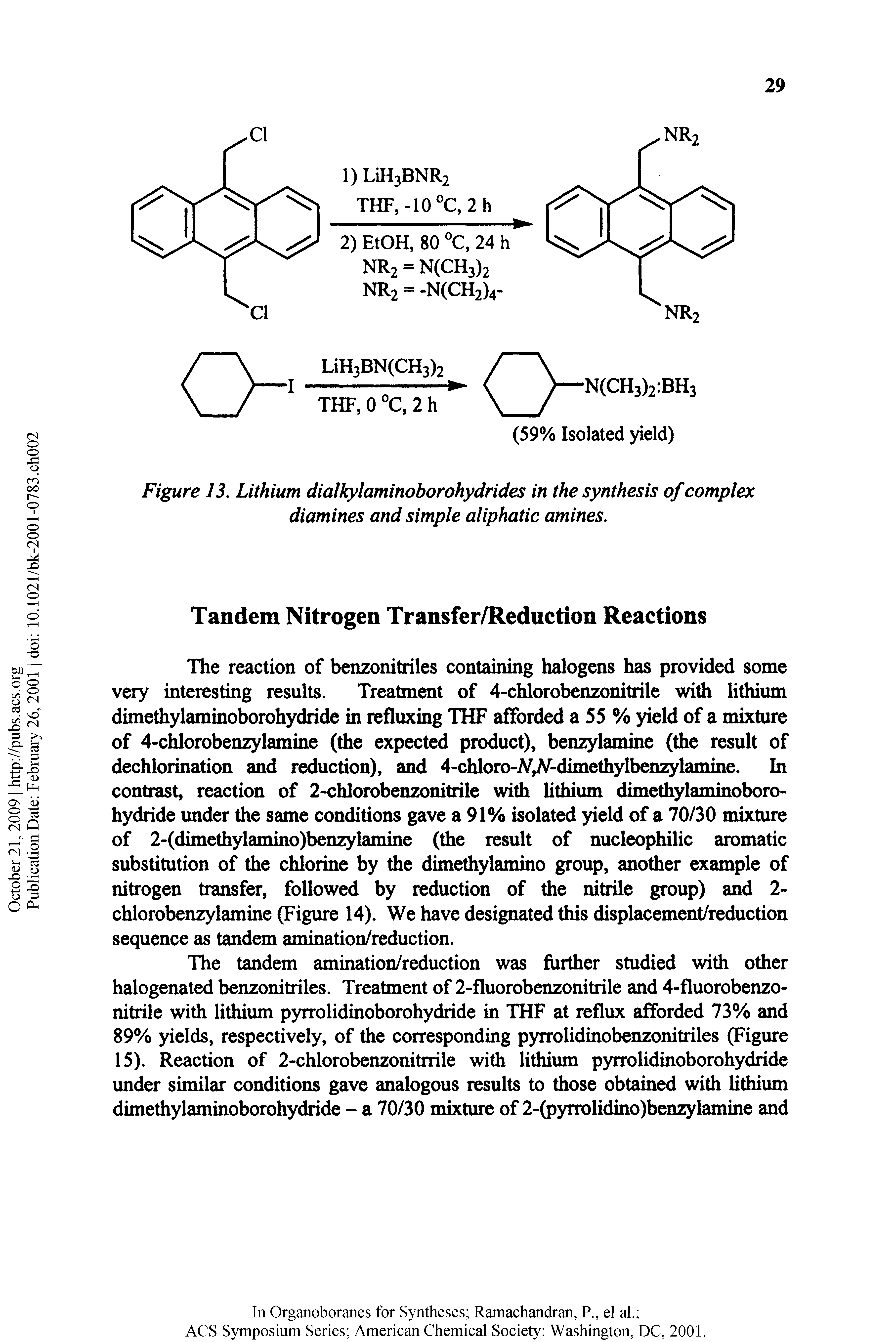 Figure 13, Lithium dialkylaminoborohydrides in the synthesis of complex diamines and simple aliphatic amines.