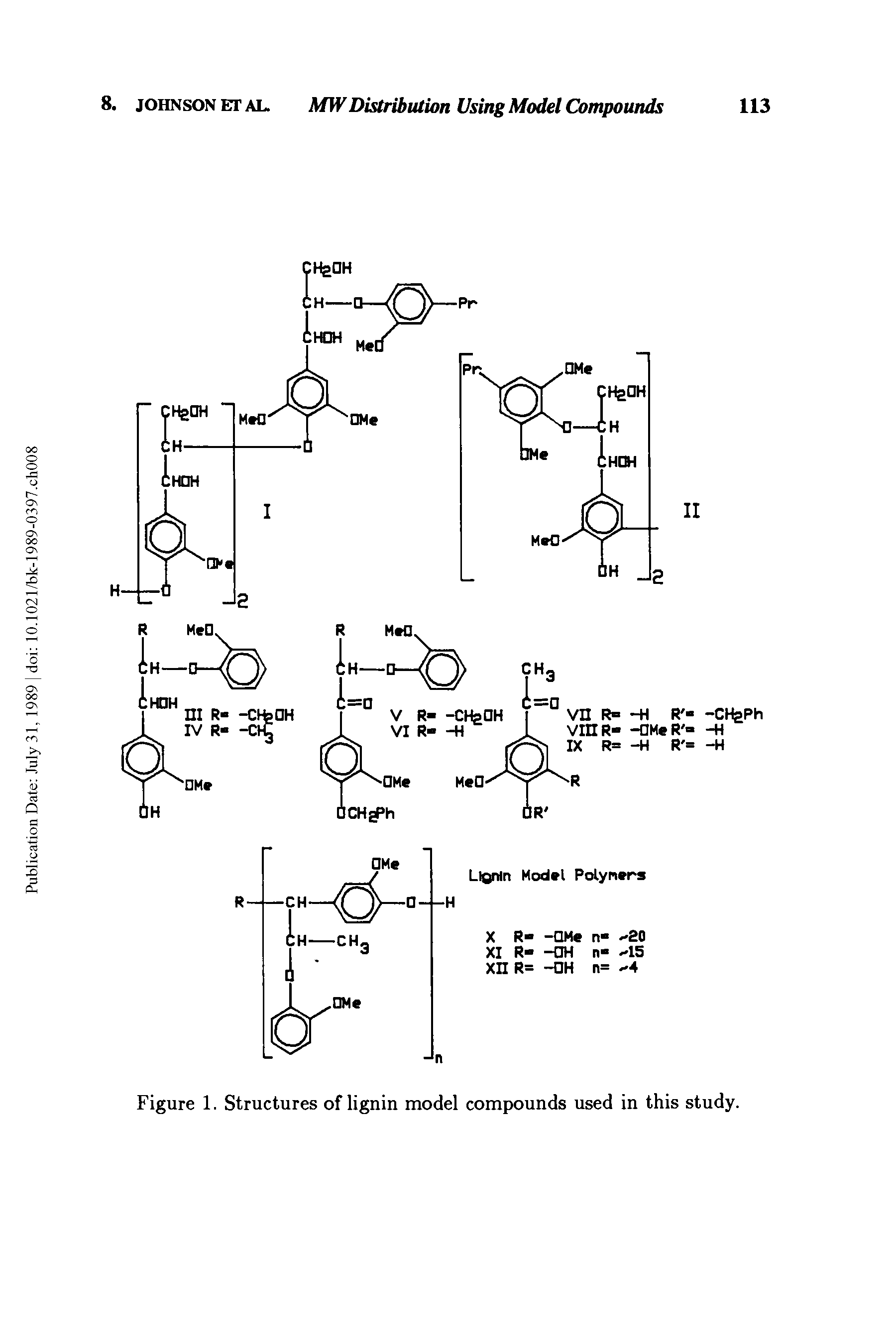 Figure 1. Structures of lignin model compounds used in this study.