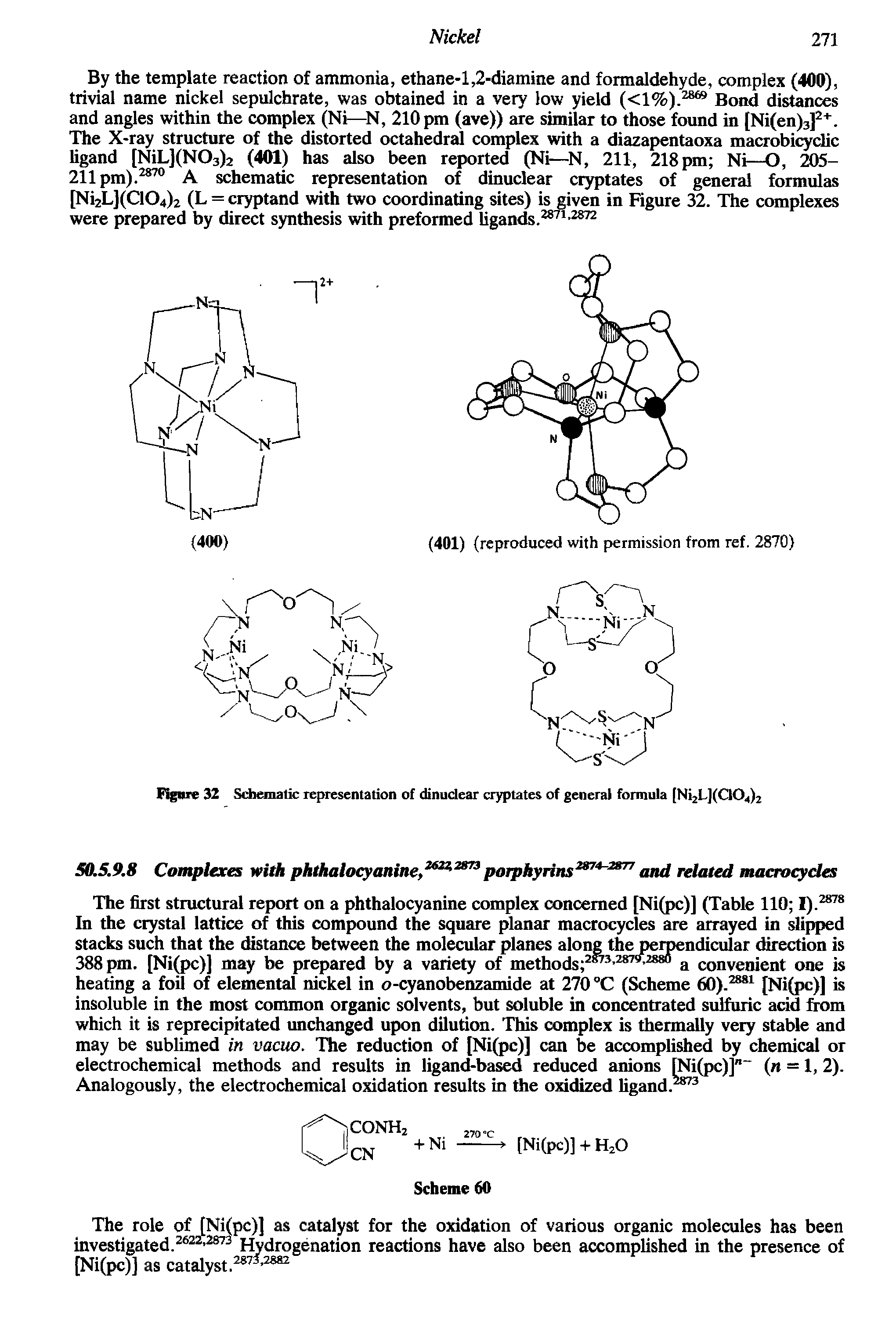Figure 32 Schematic representation of dinuclear cryptates of genera) formula [Ni2L](C104)2...