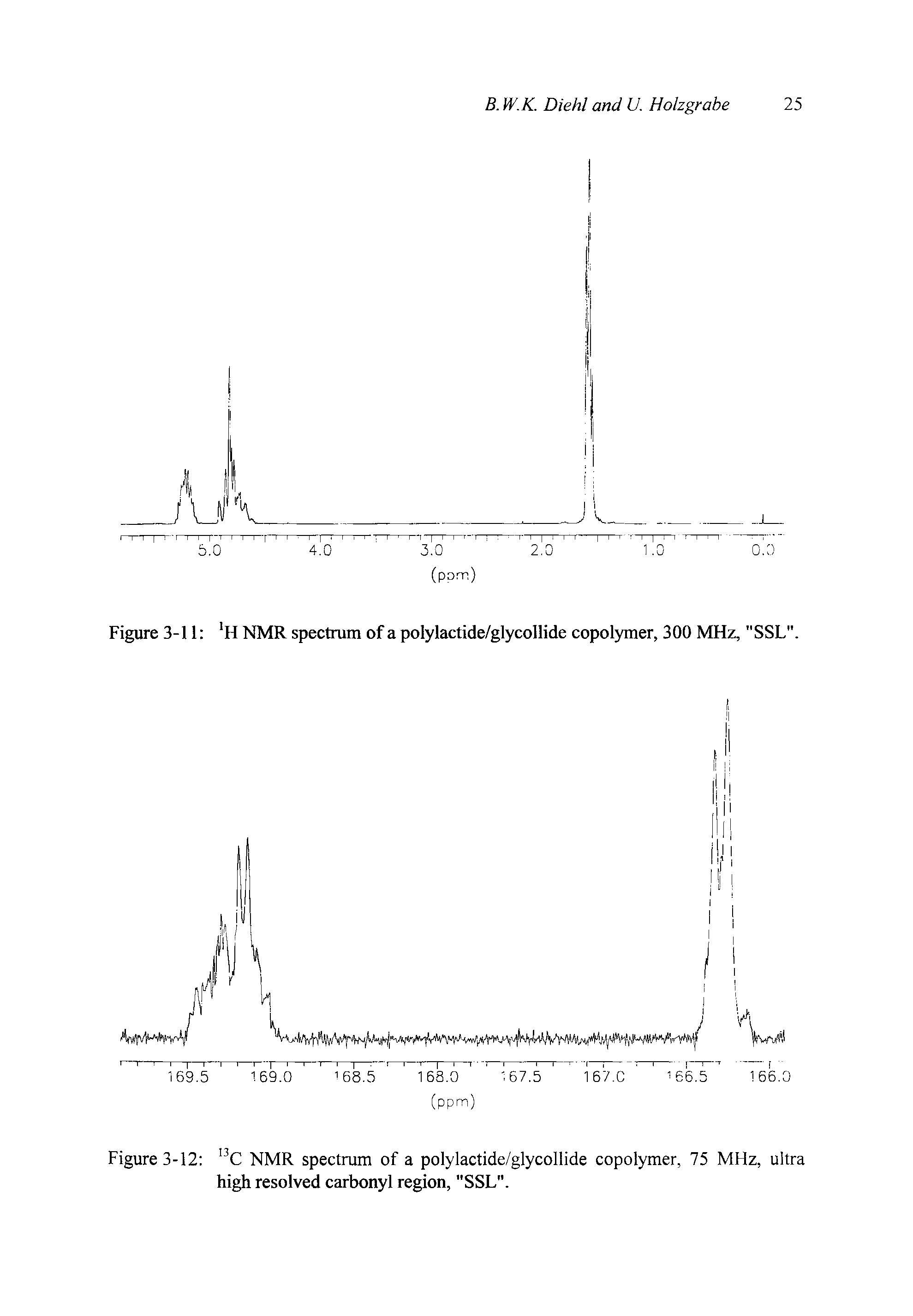Figure 3-12 C NMR spectrum of a polylactide/glycollide copolymer, 75 MHz, ultra high resolved carbonyl region, "SSL".