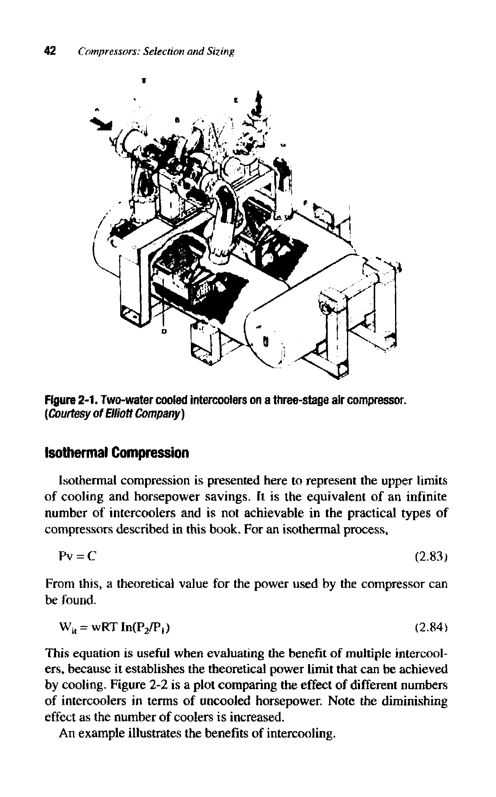 Figure 2-1. Two-water cooled intercoolers on a three-stage air compressor. Ck)urtesy of Elliott Company)...