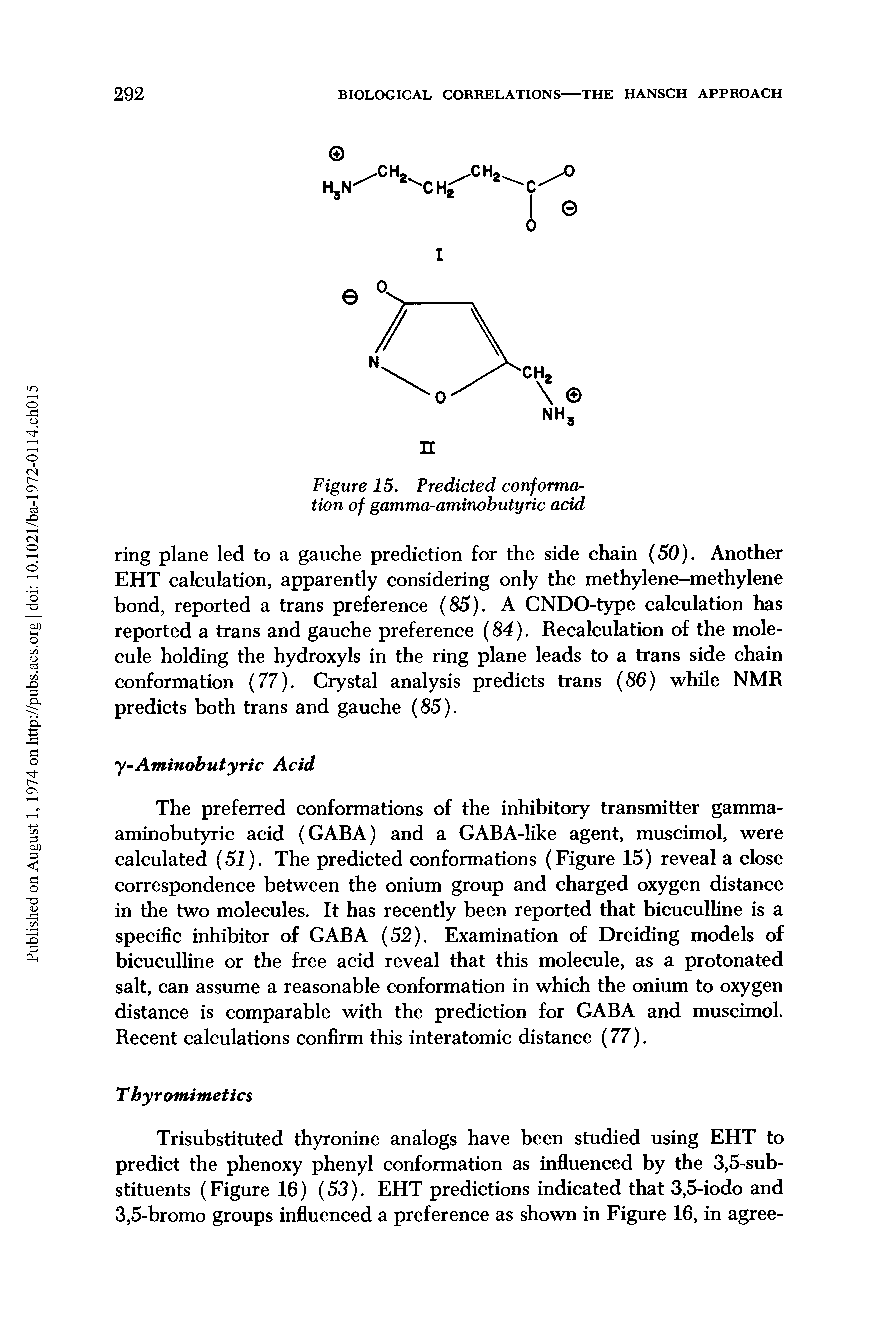 Figure 15. Predicted conformation of gamma-aminobutyric acid...