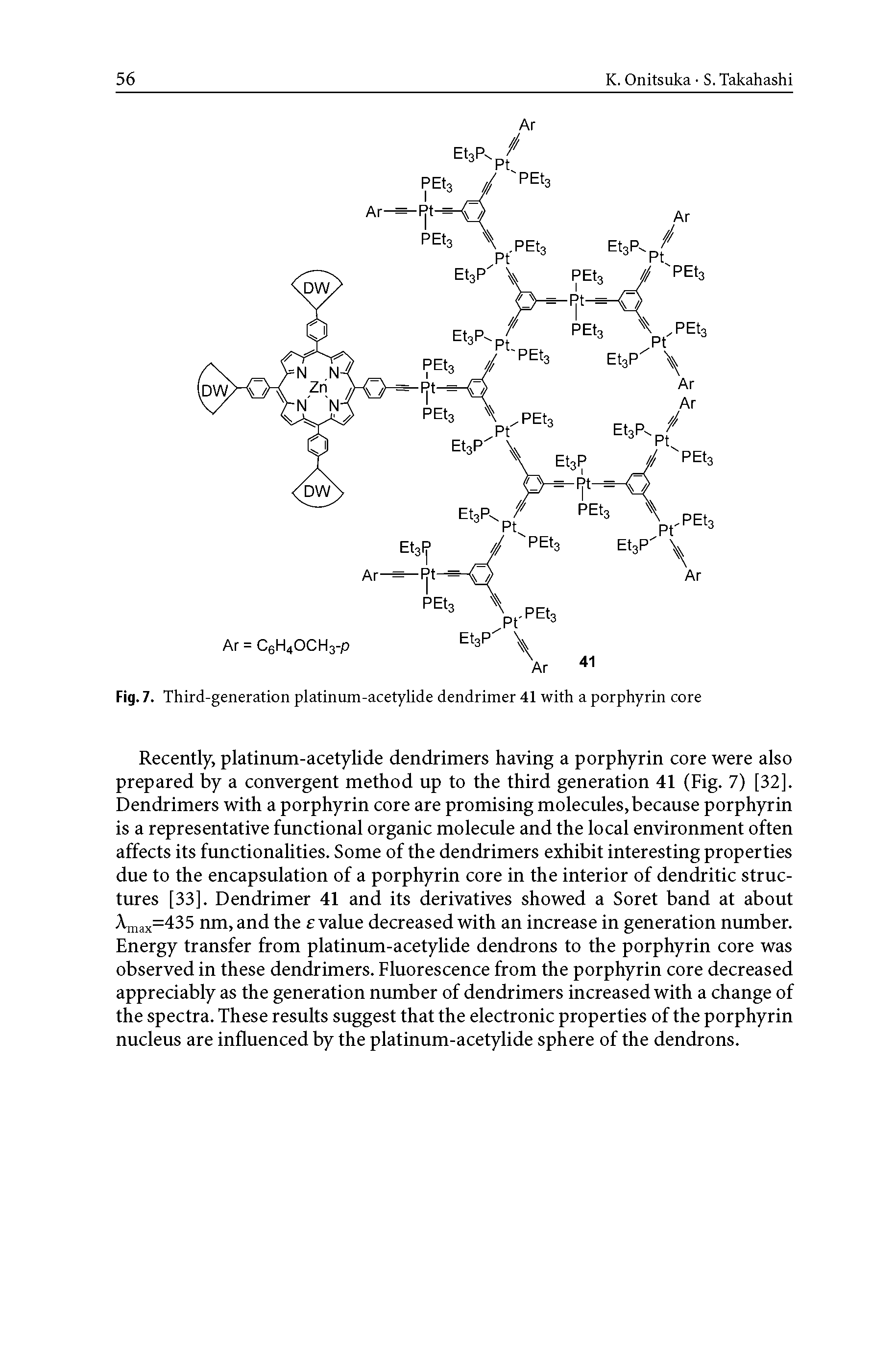 Fig. 7. Third-generation platinum-acetylide dendrimer 41 with a porphyrin core...