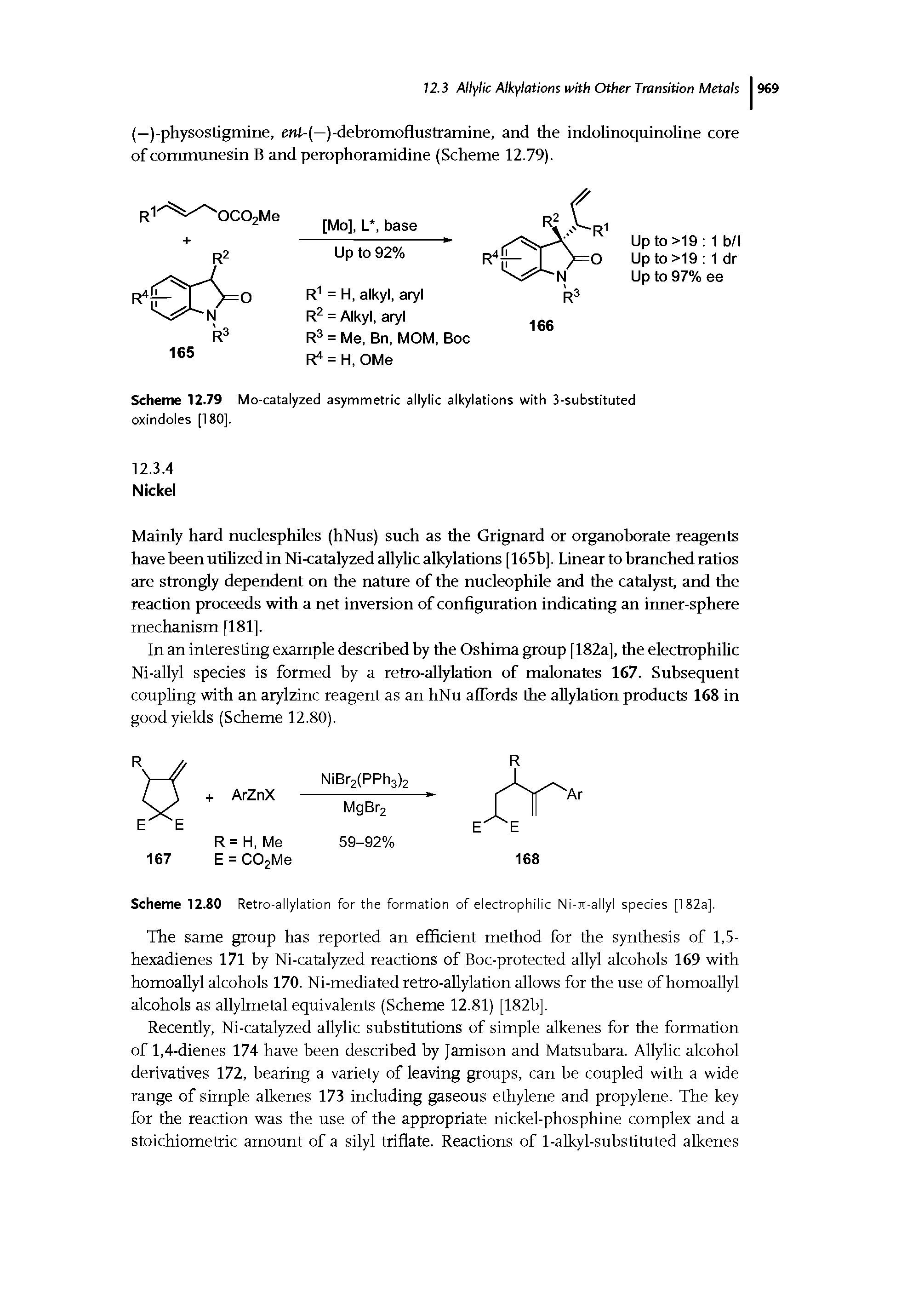 Scheme 12.80 Retro-allylation for the formation of electrophilic Ni- it-allyl species [182a].