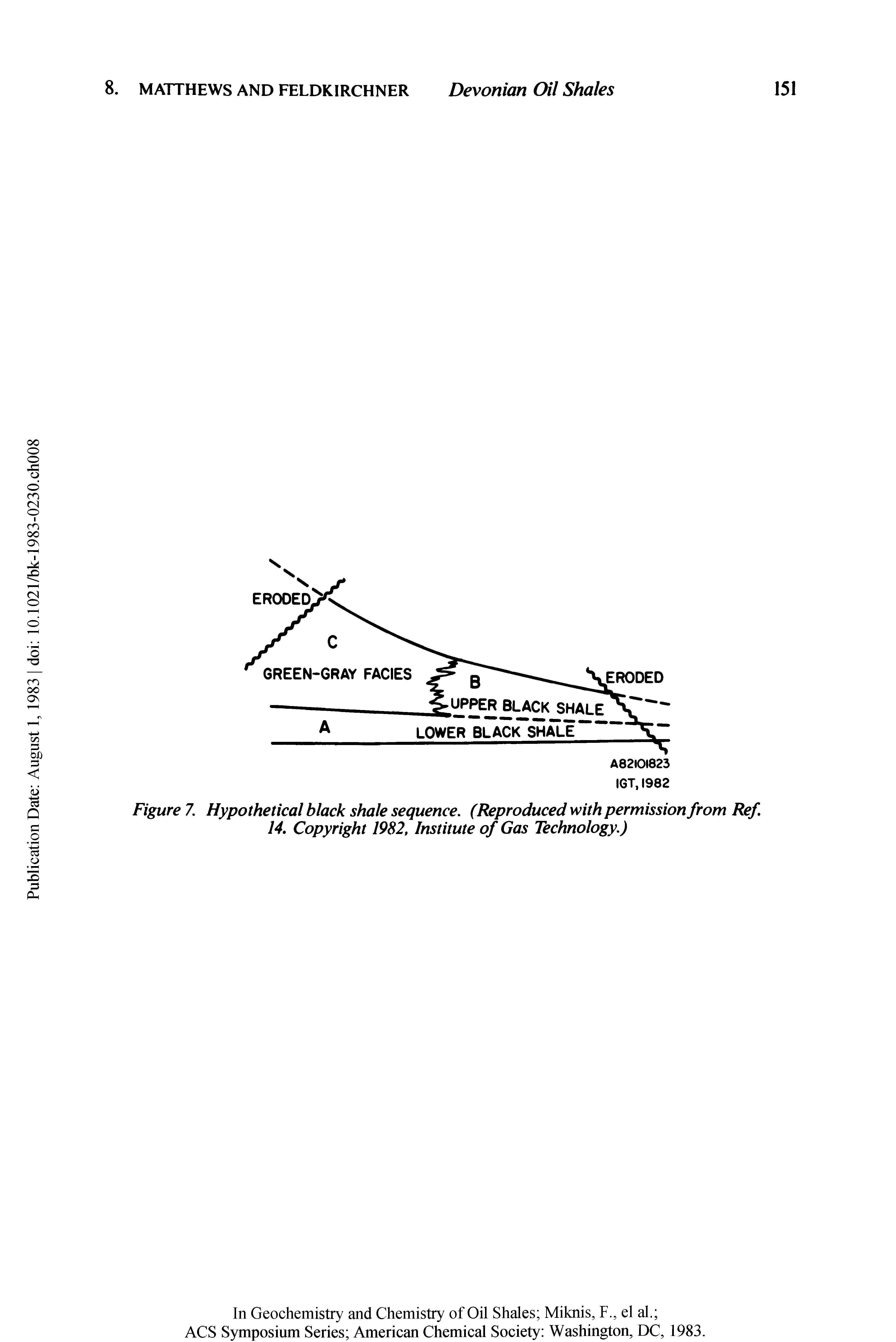 Figure 7. Hypothetical black shale sequence. (Reproduced with permission from Ref 14. Copyright 1982, Institute of Gas Technology.)...