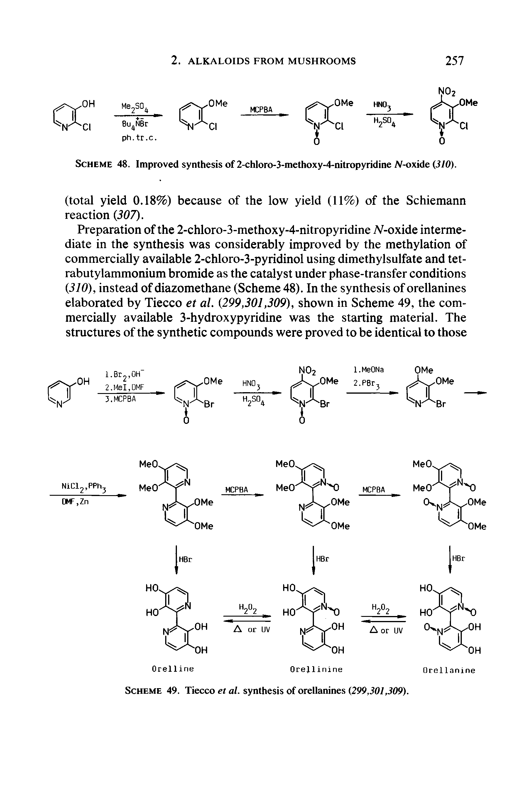 Scheme 48. Improved synthesis of 2-chloro-3-methoxy-4-nitropyridine N-oxide 310).