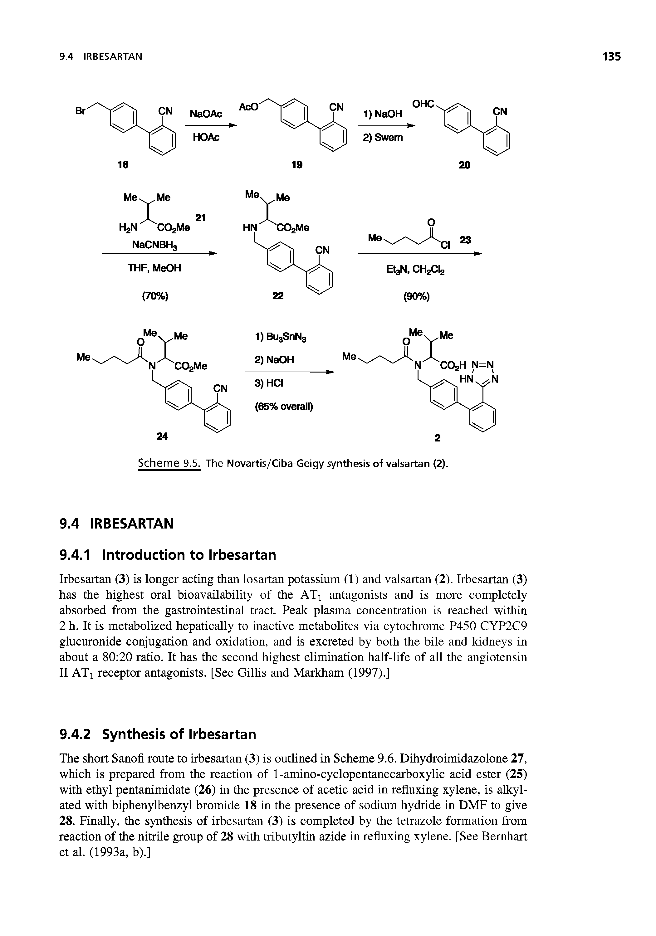 Scheme 9.5. The Novartis/Ciba-Geigy synthesis of valsartan (2).