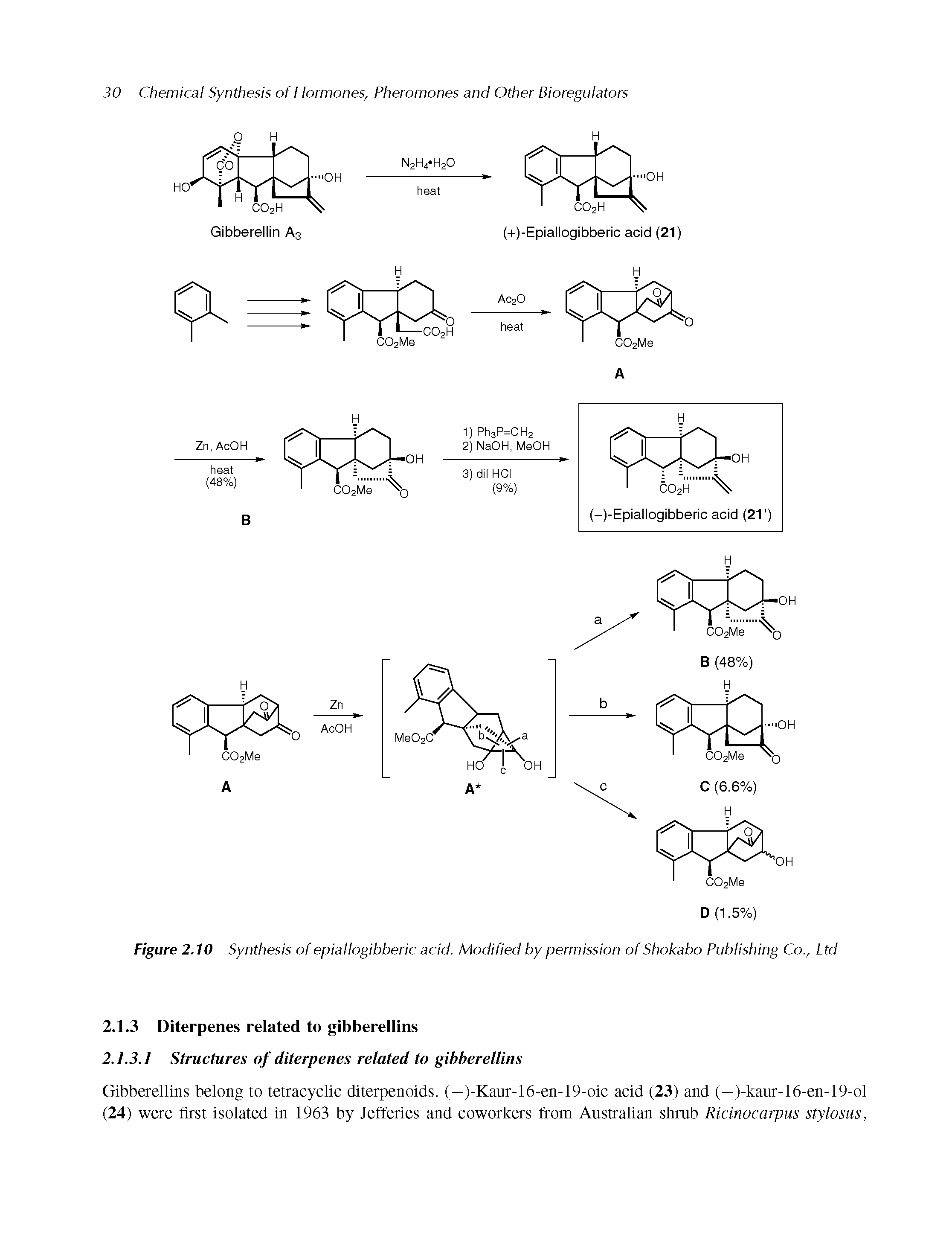 Figure 2.10 Synthesis of epiallogibberic acid. Modified by permission of Shokabo Publishing Co., Ltd...